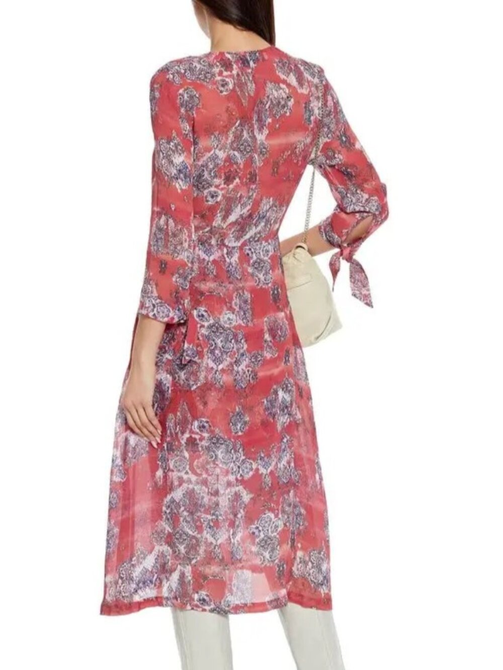 IRO PARIS Gramy Wrap-Effect Printed Crepe de Chine Midi Dress M NWT - Picture 13 of 13